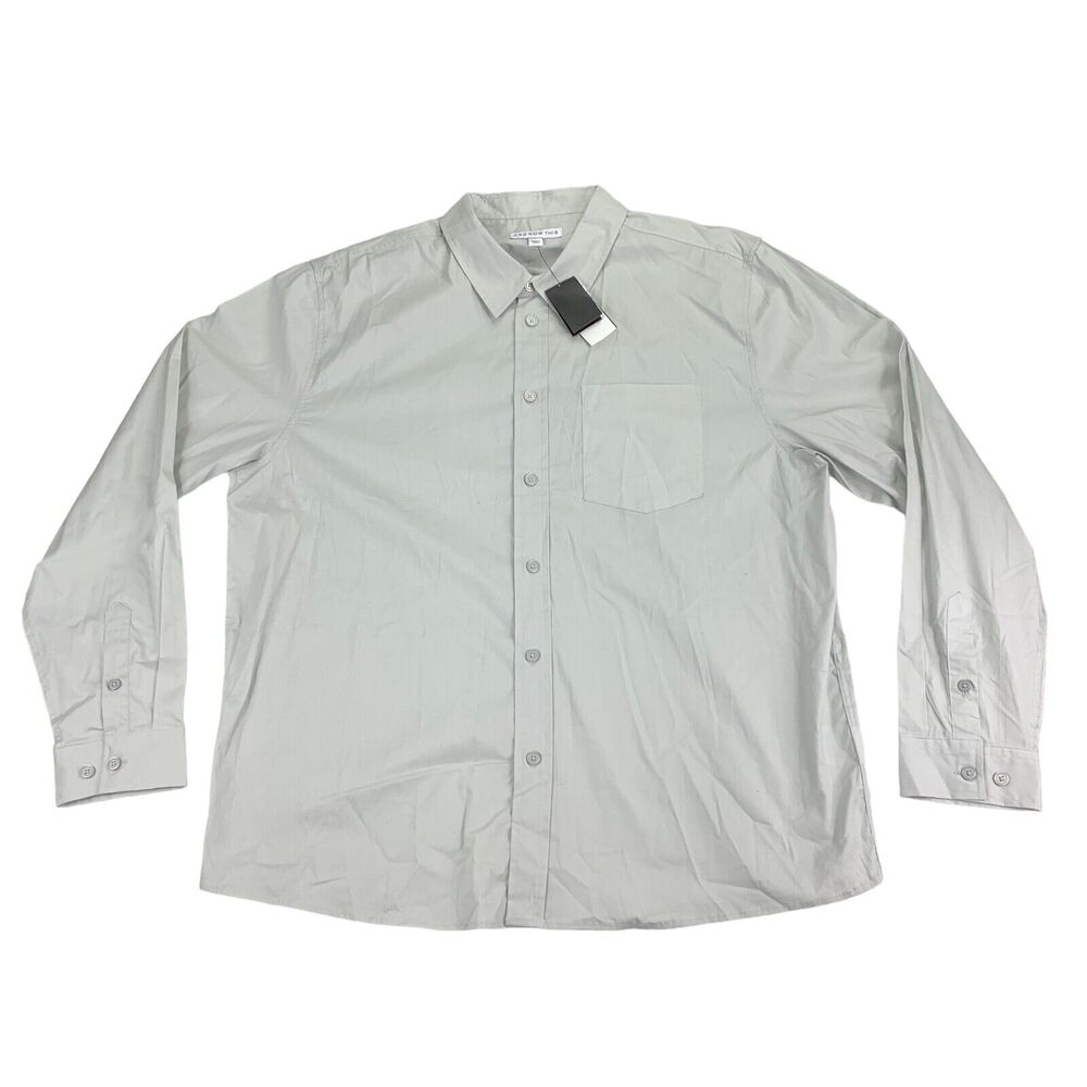 And Now This Mens Poplin Long Sleeve Solid Button Down Shirt Light Gray XL